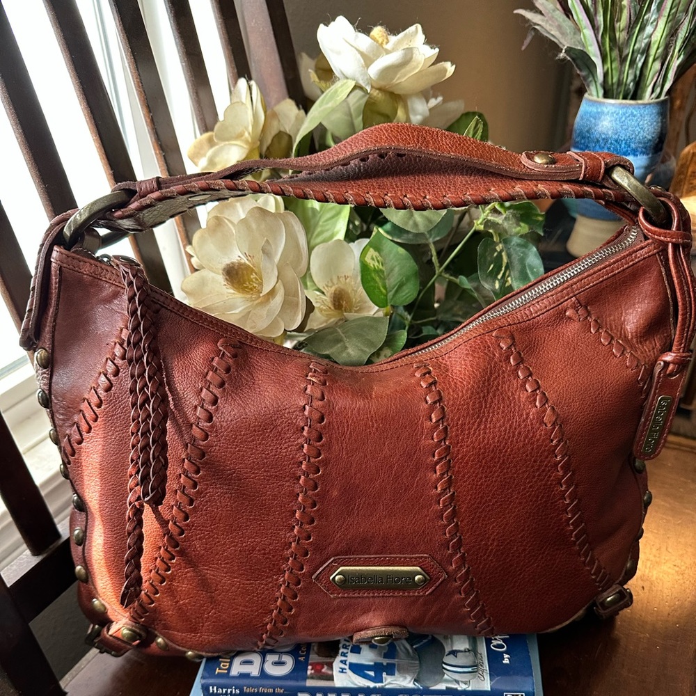 Isabella Fiore Whipstitch Audra Studded Shoulder Bag